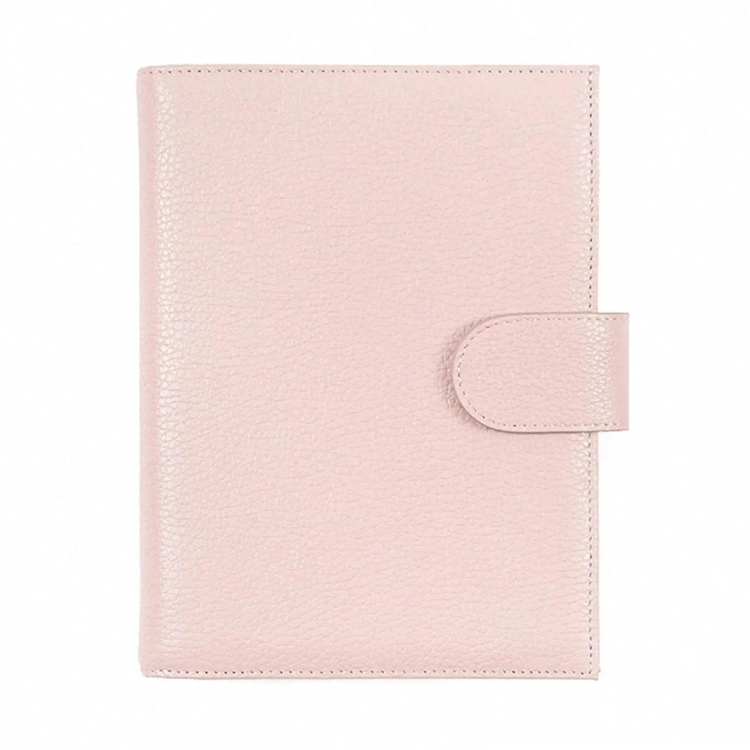 Carnet en cuir motif litchi en cuir de vache de première couche A6 à feuilles mobiles - EX-STOCK Canada
