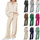 Leisure Sports Suit Long-sleeve Zipper Sweatshirt Wide Leg Pants Two-piece Set - EX-STOCK Canada