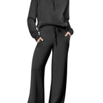 Leisure Sports Suit Long-sleeve Zipper Sweatshirt Wide Leg Pants Two-piece Set - EX-STOCK Canada