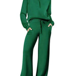 Leisure Sports Suit Long-sleeve Zipper Sweatshirt Wide Leg Pants Two-piece Set - EX-STOCK Canada