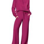 Leisure Sports Suit Long-sleeve Zipper Sweatshirt Wide Leg Pants Two-piece Set - EX-STOCK Canada