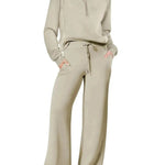 Leisure Sports Suit Long-sleeve Zipper Sweatshirt Wide Leg Pants Two-piece Set - EX-STOCK Canada