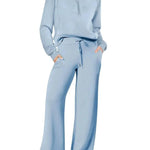 Leisure Sports Suit Long-sleeve Zipper Sweatshirt Wide Leg Pants Two-piece Set - EX-STOCK Canada