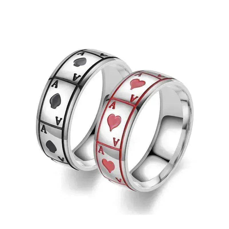 Lucky Of Spades Titanium Steel Magic Playing Card Stainless Steel Ring - EX-STOCK Canada