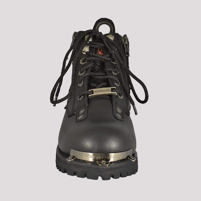 Bottes de moto pour hommes Milwaukee Leather à double fermeture éclair et lacets de 6 pouces 