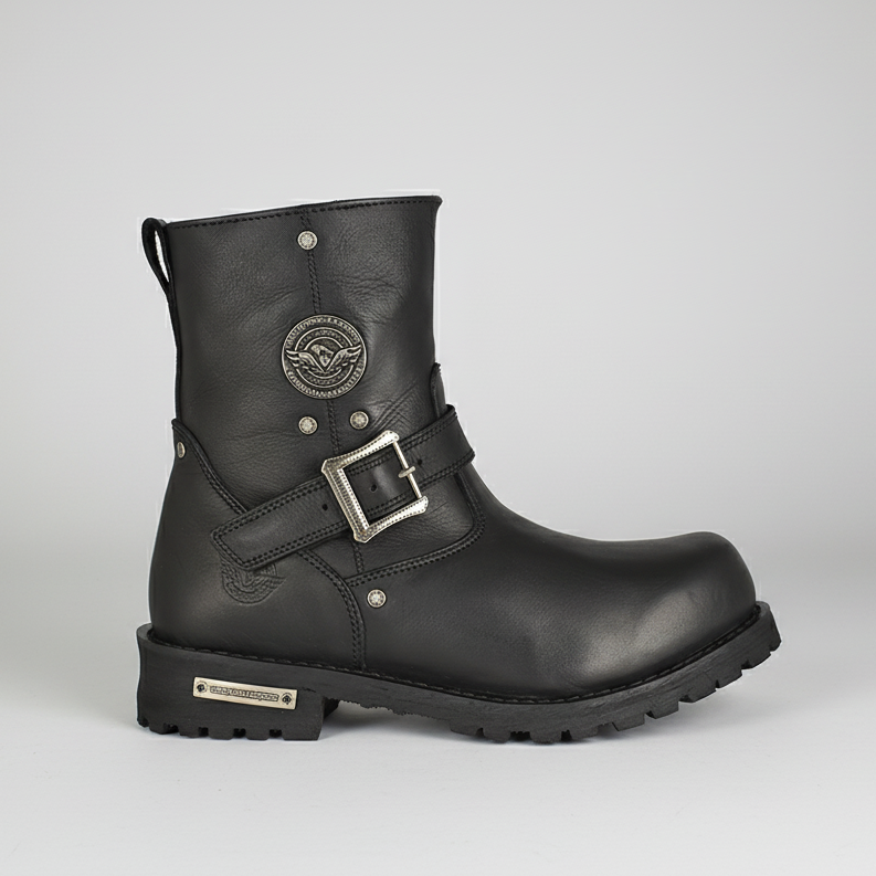 Bottes de moto Milwaukee Leather pour hommes à fermeture éclair latérale de 6 pouces et largeur large 