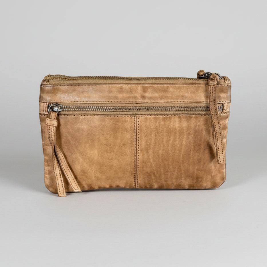MET Leather Crossbody Bag with Dual Front Zipper Pockets 