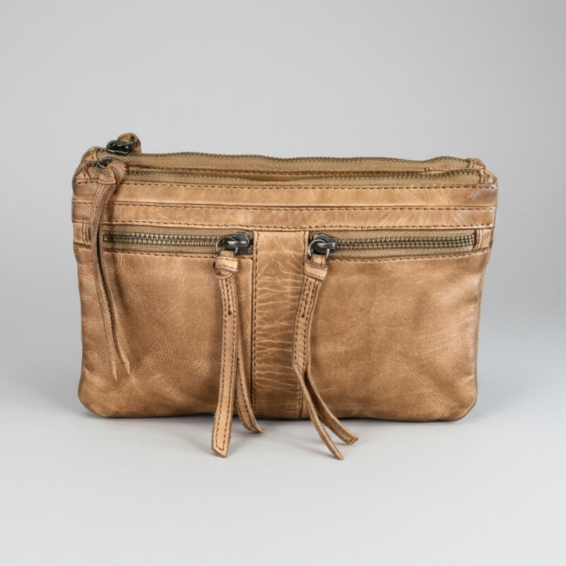 Sac à bandoulière en cuir MET avec deux poches zippées sur le devant 