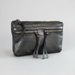MET Leather Crossbody Bag with Dual Front Zipper Pockets 