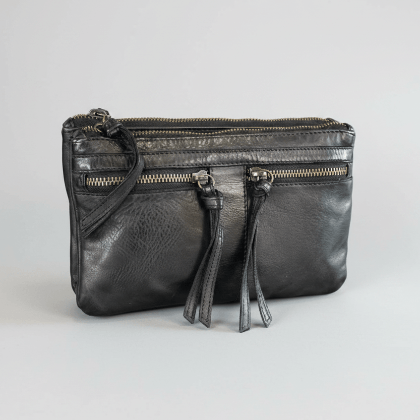 MET Leather Crossbody Bag with Dual Front Zipper Pockets 