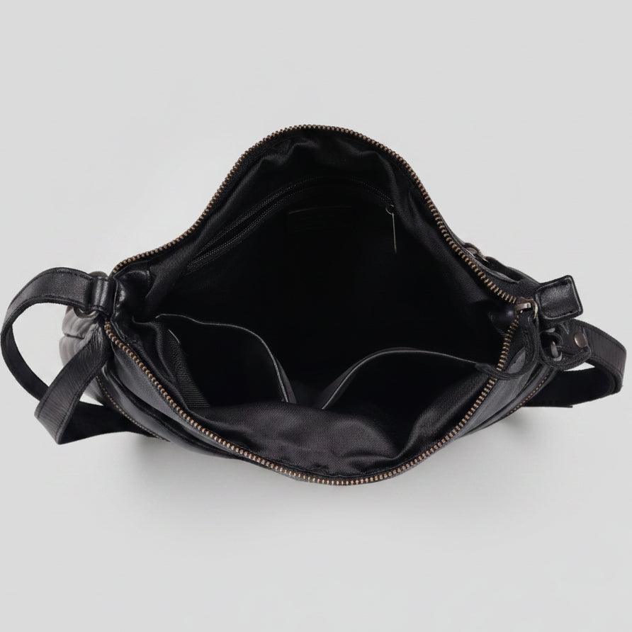 MET Leather Crossbody Bag with Dual Zipper Pockets 