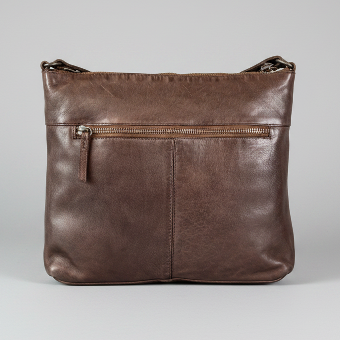 Sac bandoulière en cuir MET avec deux poches zippées 