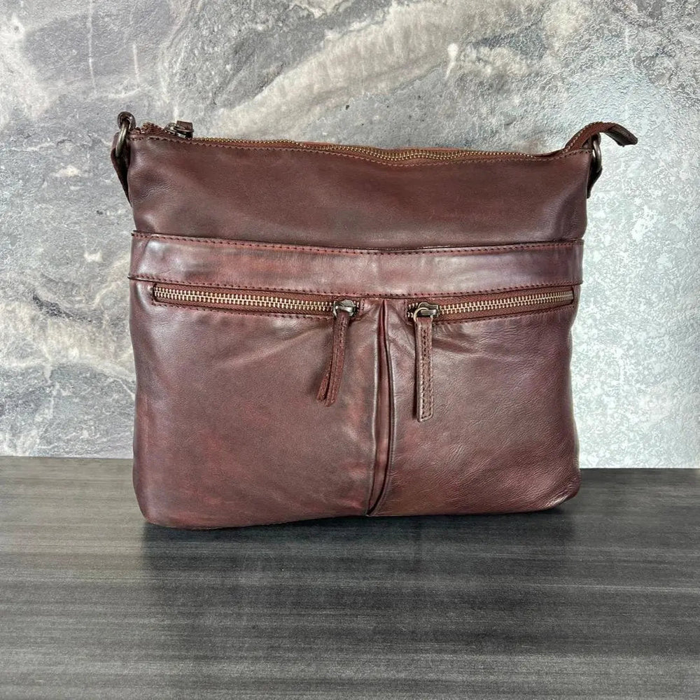 Bolso bandolera de cuero MET con doble bolsillo con cremalleraEX-STOCK Canada 