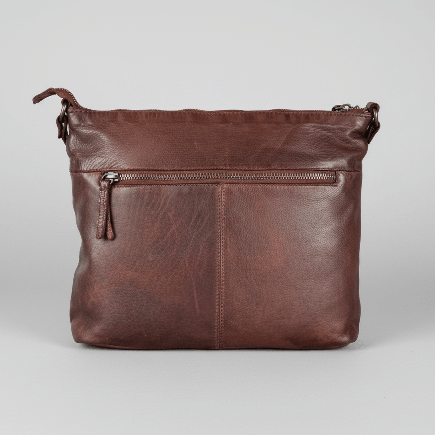 MET Leather Crossbody Bag with Dual Zipper Pockets 