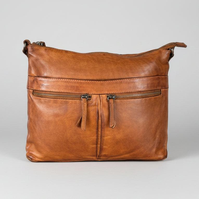 MET Leather Crossbody Bag with Dual Zipper Pockets 