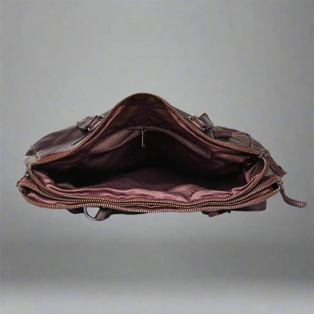 Bolso de cuero MET con doble asa y bolsillos frontales con cremalleraEX-STOCK Canada 