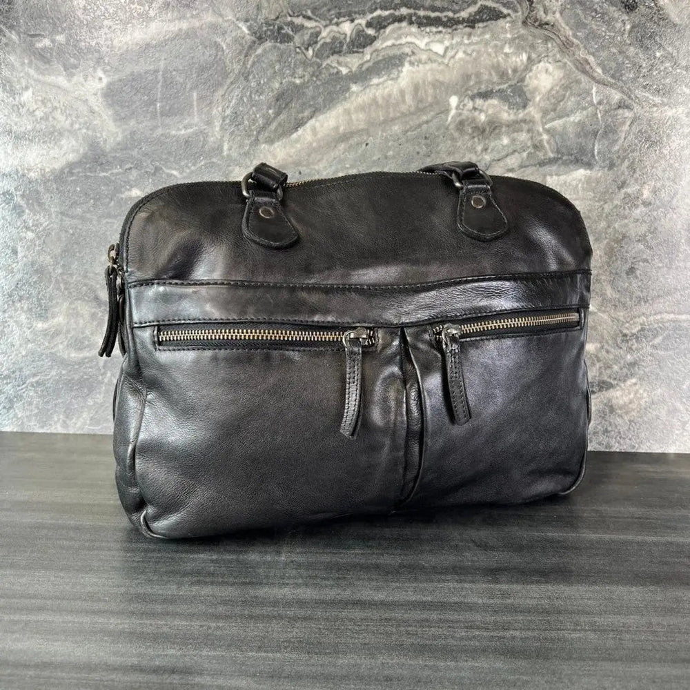 Bolso de cuero MET con doble asa y bolsillos frontales con cremalleraEX-STOCK Canada 