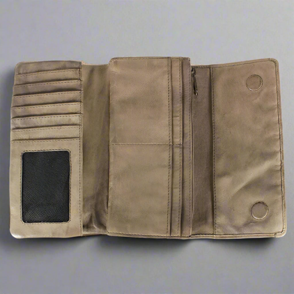 Cartera trifold de cuero con cierre magnético para mujer METEX-STOCK Canada 