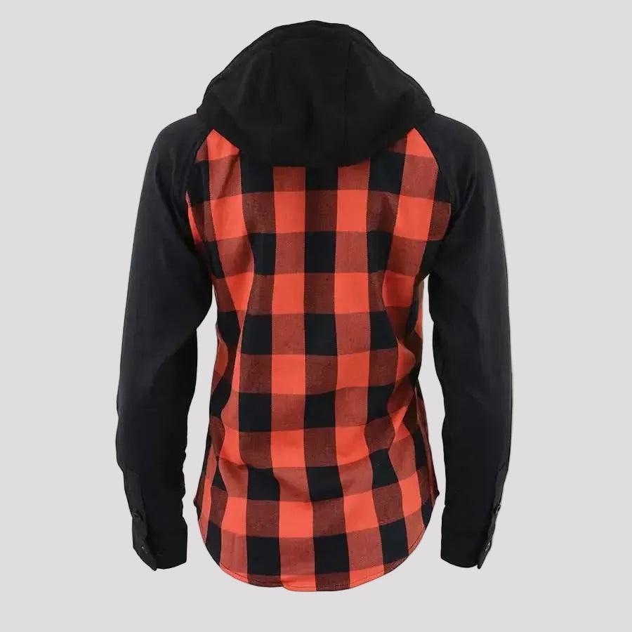 Milwaukee Leather Women's Armoured Plaid Hooded Shirt 