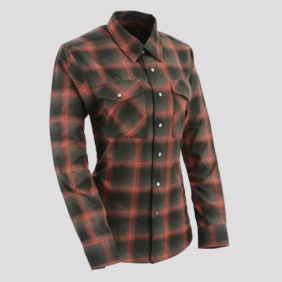 Milwaukee Leather Women's Armoured Plaid Snap Shirt 