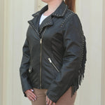 Chaqueta de cuero con tachuelas para mujer con flecos removiblesEX-STOCK Canada 