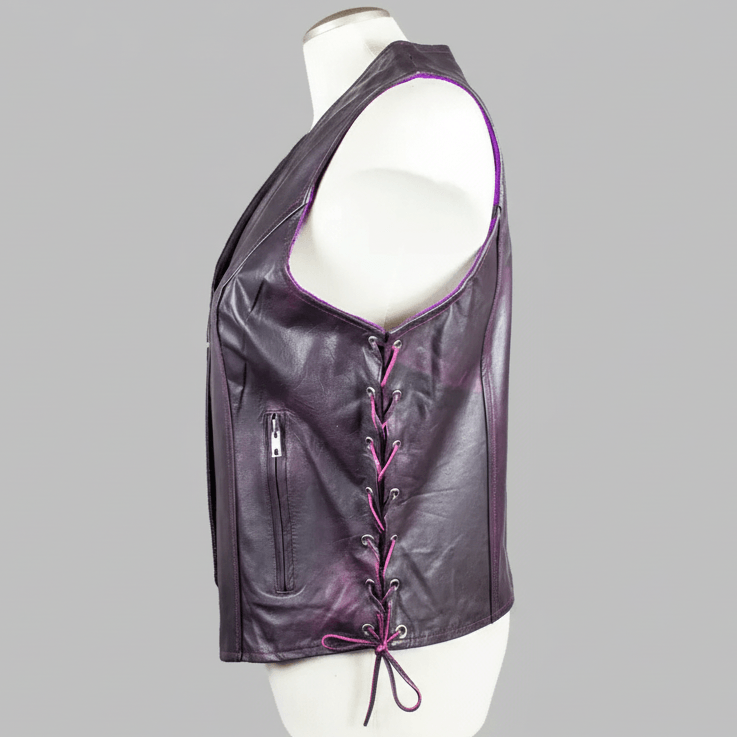 Gilet en cuir avec dentelle sur les côtés Open Road pour femmes 