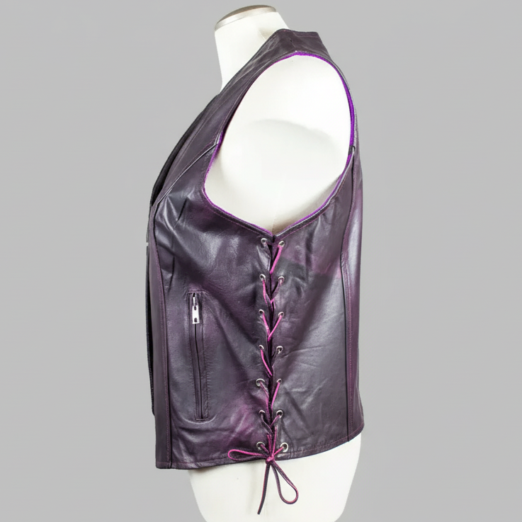 Gilet en cuir à lacets sur le côté pour femmes Open Road 