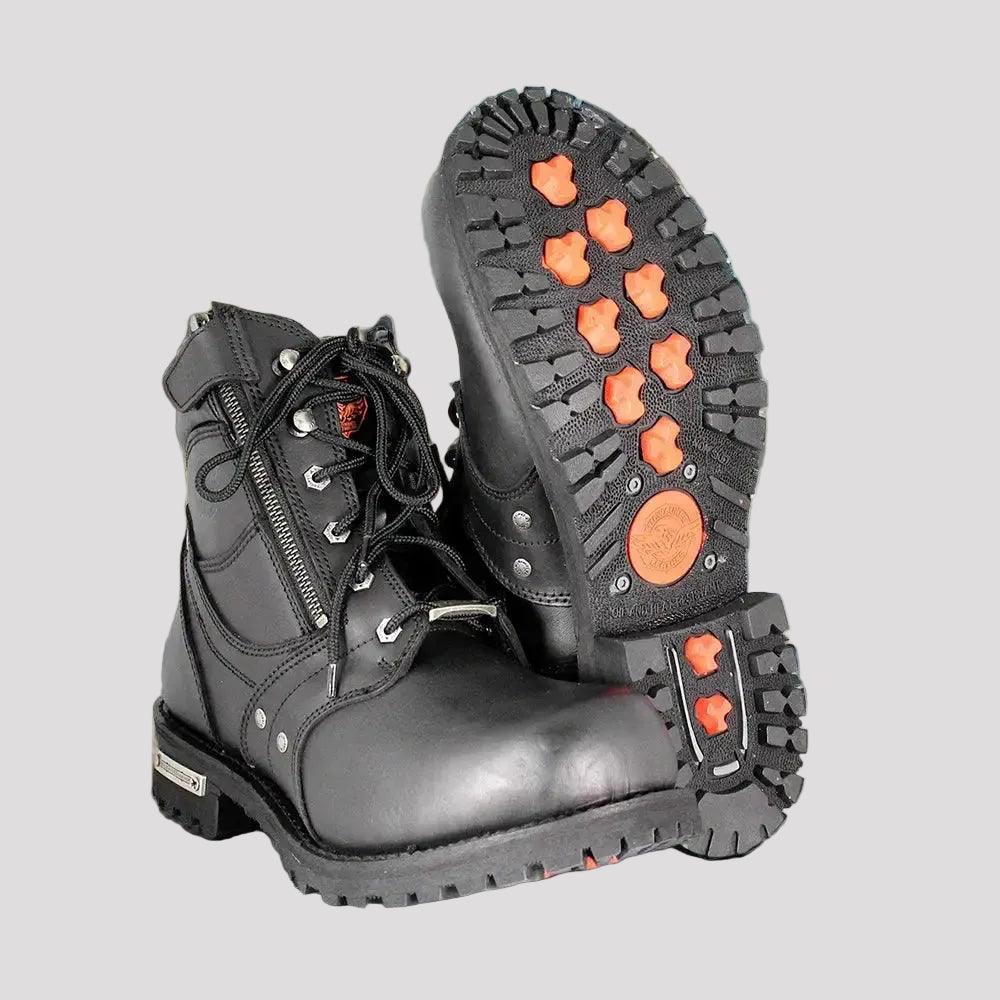Milwaukee Leather Men's 6" Milwaukee Side Zip Lace Up Motorcycle Boots 