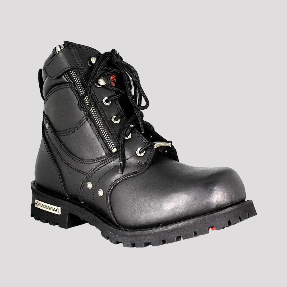 Milwaukee Leather Men's 6" Milwaukee Side Zip Lace Up Motorcycle Boots 