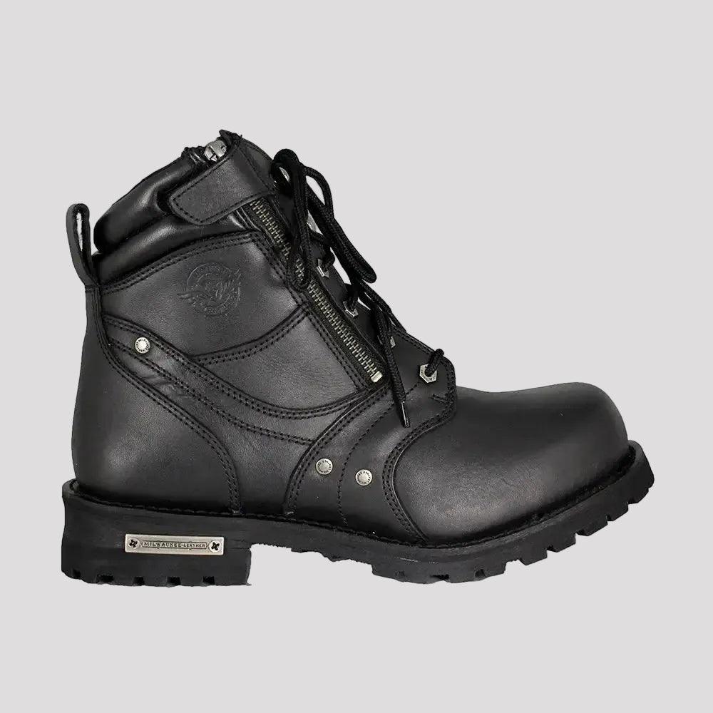 Milwaukee Leather Men's 6" Milwaukee Side Zip Lace Up Motorcycle Boots 