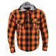 Milwaukee Leather Men's Orange & Black Armored Flannel Biker Shirt w/ Reinforced Fibers EX-STOCK Canada 