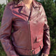 Women's Lamb Leather Biker Style Jacket with Belt 