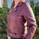 Chaqueta de estilo biker para mujer de cuero de cordero con cinturónEX-STOCK Canada 
