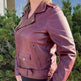 Women's Lamb Leather Biker Style Jacket with Belt 