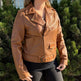 Women's Lamb Leather Biker Style Jacket with Belt 