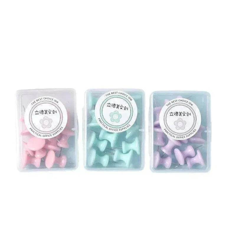 Macaron Color Boxed Push Pin Simple Creative Large Small Size Plastic Pushpin Office Supplies - EX-STOCK Canada