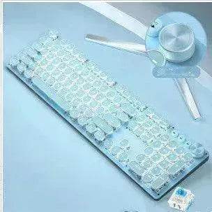Mechanical Keyboard Wired Mouse Set Usb Interface Rechargeable Blue Retro Punk Version - EX-STOCK Canada