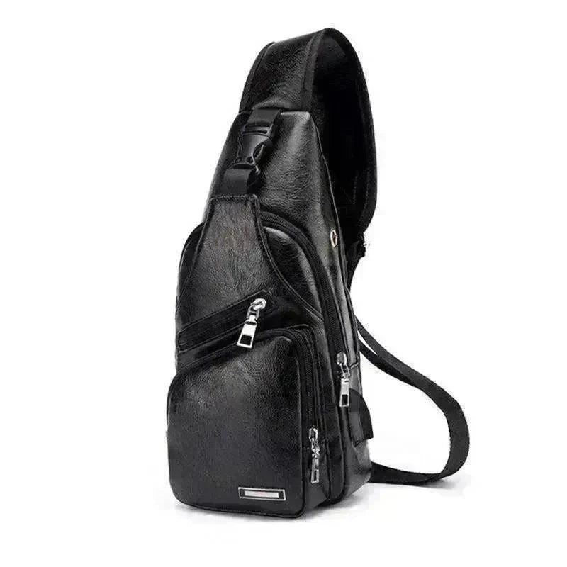 Men USB Charging Bag PU PVC Shoulder Diagonal Messenger Travel Cross Body Bags - EX-STOCK CANADA