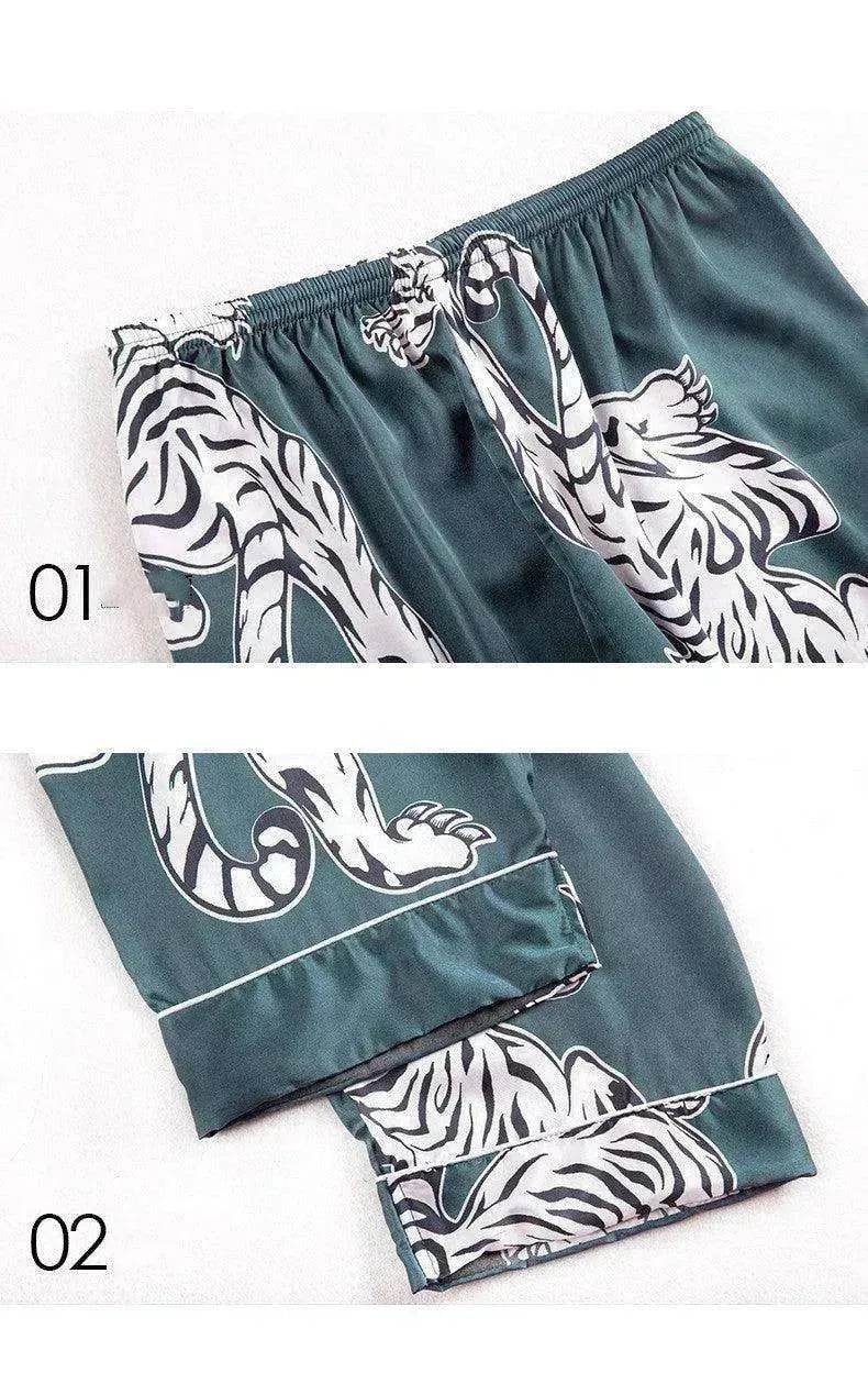 Men sleepwear Bottoms Silk Pajamas Print Long Sleep Pants - EX-STOCK Canada