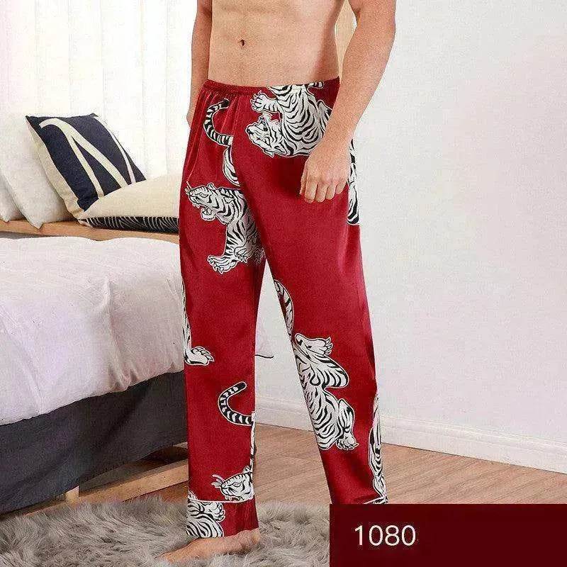 Men sleepwear Bottoms Silk Pajamas Print Long Sleep Pants - EX-STOCK Canada