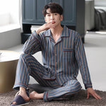 Men's Autumn And Winter Cotton Long-sleeved Trousers Thin Pajamas Loose Home Wear Suit Men  EX-STOCK CANADA