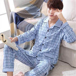 Men's Autumn And Winter Cotton Long-sleeved Trousers Thin Pajamas Loose Home Wear Suit Men  EX-STOCK CANADA
