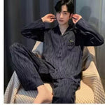 Men's Autumn And Winter Cotton Long-sleeved Trousers Thin Pajamas Loose Home Wear Suit Men  EX-STOCK CANADA