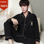 Men's Autumn And Winter Cotton Long-sleeved Trousers Thin Pajamas Loose Home Wear Suit Men  EX-STOCK CANADA