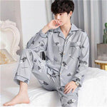 Men's Autumn And Winter Cotton Long-sleeved Trousers Thin Pajamas Loose Home Wear Suit Men  EX-STOCK CANADA