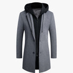 Men's Casual Woolen Coat Mid-length Detachable Hat Jacket EX-STOCK Canada 