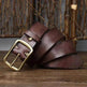 Men's Cowhide Vintage Distressed Pleated Brass Buckle Belt - EX-STOCK Canada