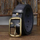 Men's Cowhide Vintage Distressed Pleated Brass Buckle Belt - EX-STOCK Canada
