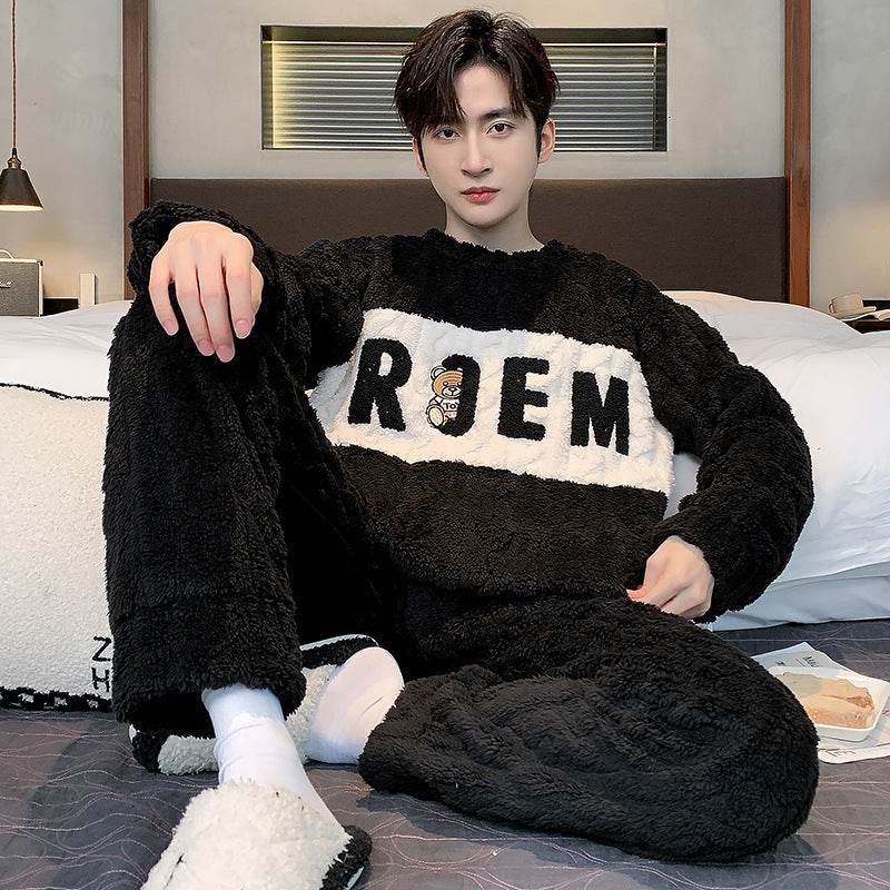 Men's Pajamas - Thickened Coral Velvet Suit  EX-STOCK CANADA