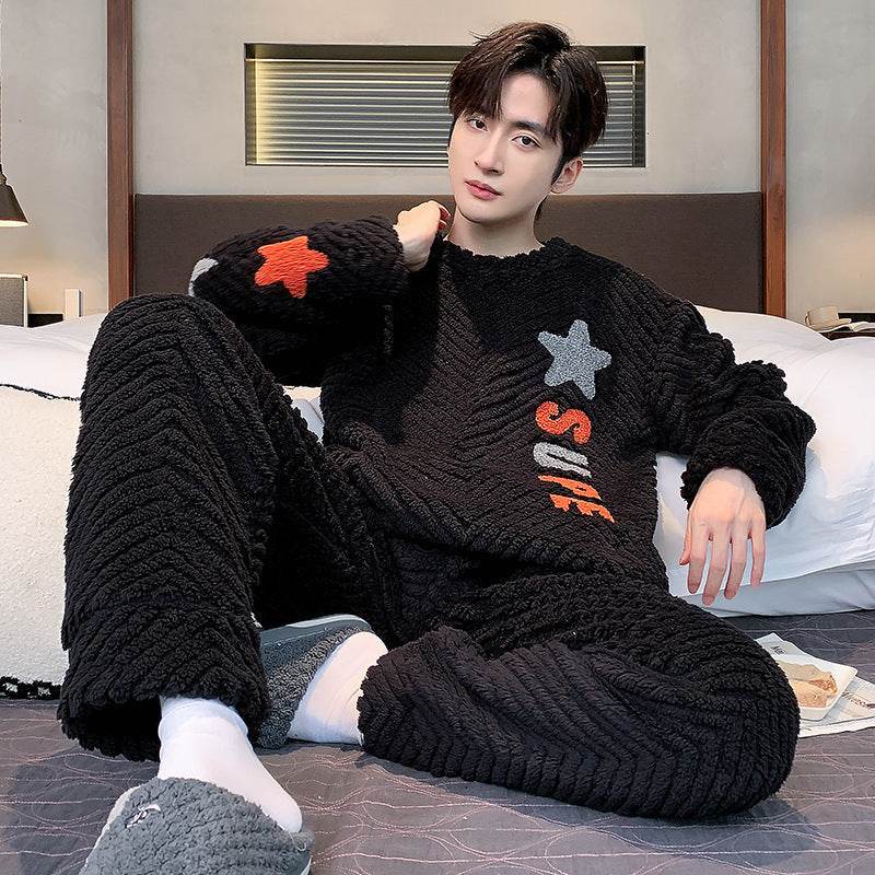 Men's Pajamas - Thickened Coral Velvet Suit  EX-STOCK CANADA